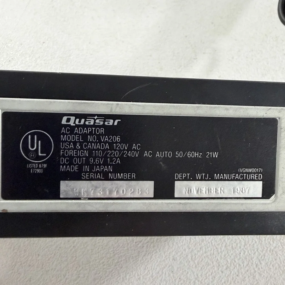 Quasar VA206 Dual Camcorder Battery Charger AC Adaptor Power Supply W/‎ Cable